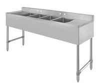 72-Inch 4-Compartment Stainless Steel Floor Model Deli Sink with Dual Drainboards and Faucet