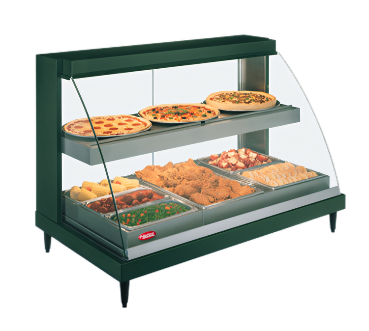 Product image #1 for Hatco Glo-Ray® Designer Humidified Dual Shelf Countertop Curved Glass Heated Display Case, 45.5 Inch