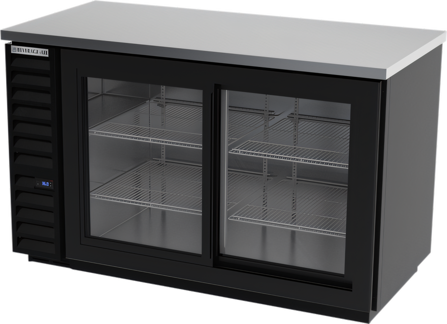 Product image #1 for Beverage-Air 58-Inch Two-Section Back Bar Refrigerator with Sliding Glass Doors and Stainless Steel Top