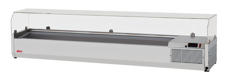 Product image #1 for Turbo Air E-Line Countertop Refrigerated Salad Prep Table with Clear Hood, 8 1/3-Size Pan Capacity