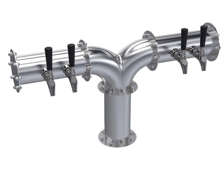 Product image #1 for Krowne 4-Faucet Air-Cooled Pipe Y-Tower Beer Tower, 30-Inch, Brushed Stainless Steel