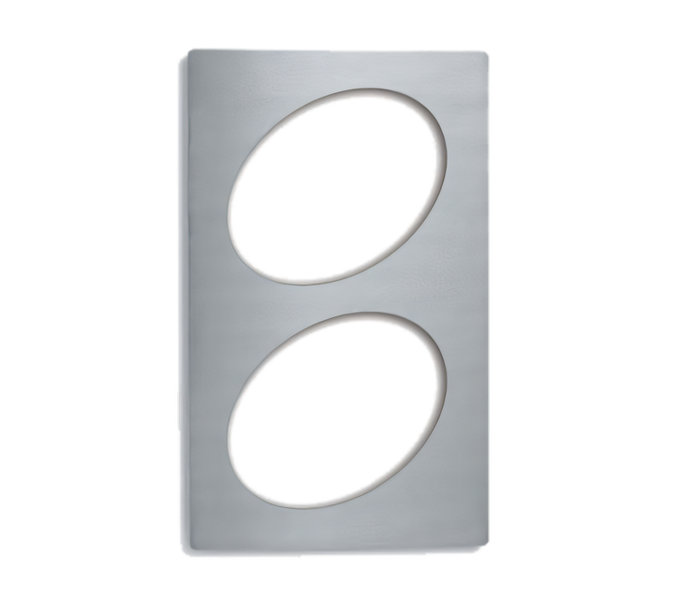 Product image #1 for Vollrath Miramar Single-Size Stainless Steel Template Adapter Plate for Miramar Cookware, 2 Medium Oval Cutouts