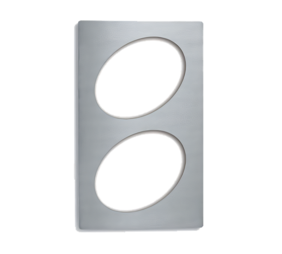 Product image #1 for Vollrath Miramar Single-Size Stainless Steel Template Adapter Plate for Miramar Cookware, 2 Medium Oval Cutouts