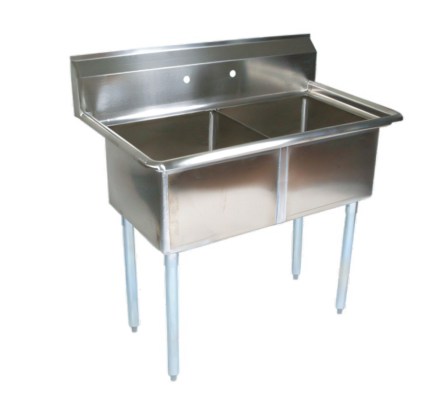 Product image #1 for John Boos E-Series 2-Compartment 18-Gauge Stainless Steel Sink with 16 x 20 x 12 Inch Bowls and Galvanized Legs