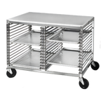 Thumbnail image #1 for Channel Manufacturing 565/P 42 x 25 Inch Double-Section Aluminum Bun Pan Rack Work Table with Poly Top, End Load
