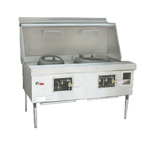 Thumbnail image #1 for Town Equipment EcoDeck E-3-SS 3-Chamber Waterless Gas Wok Range with Integrated Sink and Water Wash Bar