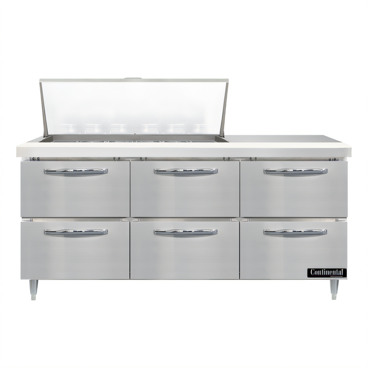 Product image #1 for Continental Refrigerator D72N18M-D 72" Designer Line Mighty Top Sandwich Unit with Drawers