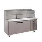 Thumbnail image #1 for Delfield LiquiTec 18672PDLP 72-Inch Two-Section Refrigerated Pizza Prep Table with Dual Raised Rails, 6-Pan Capacity, and 17-Inch Cutting Board