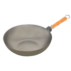 Thumbnail image #1 for Town Equipment 34733 11-1/2" Flat-Bottom Steel Mandarin Wok Pan with Bamboo Handle