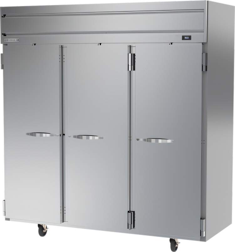 Product image #1 for Beverage Air Horizon Series Three-Section Solid Door Reach-In Refrigerator, 71.52 Cu. Ft., Top-Mounted Self-Contained