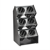 Vollrath Vertical Countertop Flatware Holder with 6 Cylinders, Black ABS/Smoked Acrylic