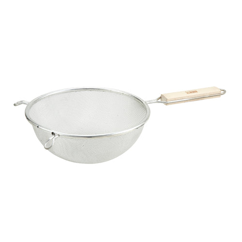 Product image #1 for Winco Fine Tinned Single-Mesh Strainer, 8-Inch Round with Wood Handle