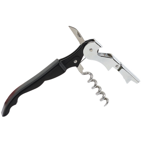 Product image #1 for Winco Waiter's Double-Hinged Corkscrew with Foil Cutter and Bottle Cap Opener, Black