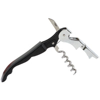 Winco Waiter's Double-Hinged Corkscrew with Foil Cutter and Bottle Cap Opener, Black