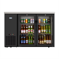 KoolMore 48-Inch Two-Section Back Bar Refrigerator with 2 Glass Swing Doors, 7.4 Cu. Ft., Black