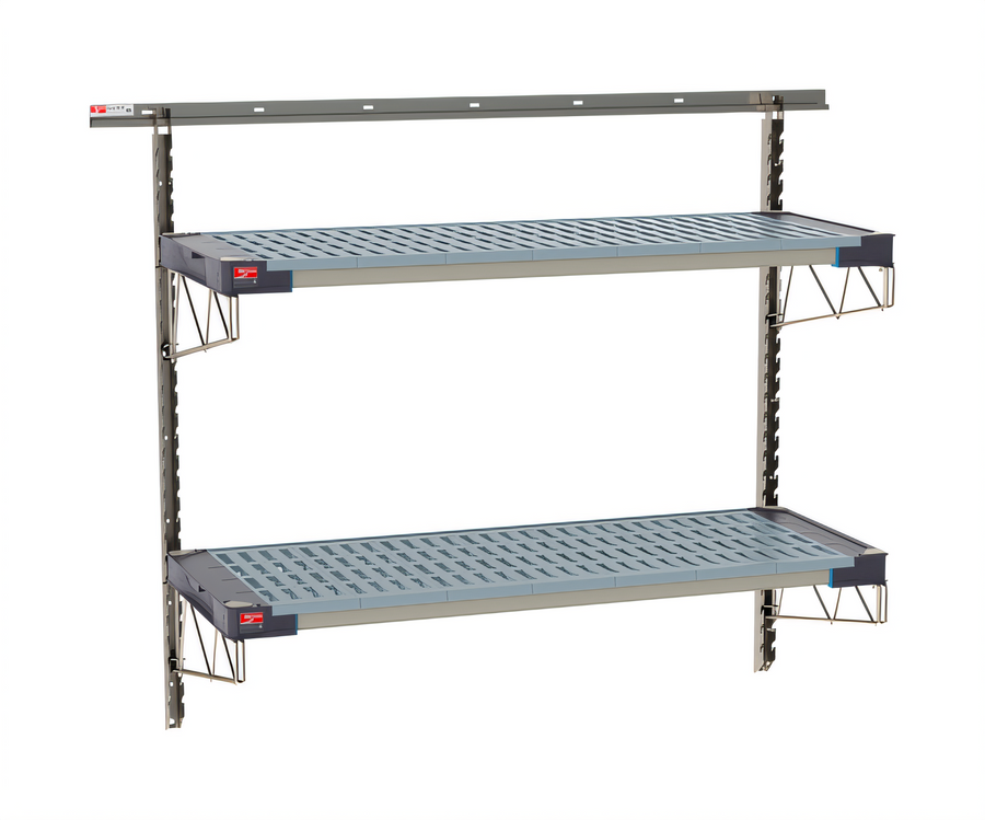 Product image #1 for Metro SmartWall Life Two-Shelf Wall-Mounted Shelving Kit with 304 Stainless Steel Components and Polymer Shelves