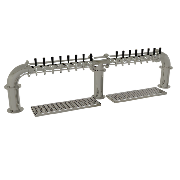 Product image #1 for Glastender Pipe Bridge Draft Dispensing Tower, Countertop, 16 Faucets, Three-Column, Glycol-Cooled, Mirror Finish