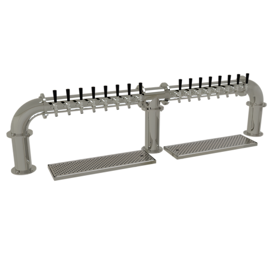 Product image #1 for Glastender Pipe Bridge Draft Dispensing Tower, Countertop, 16 Faucets, Three-Column, Glycol-Cooled, Mirror Finish