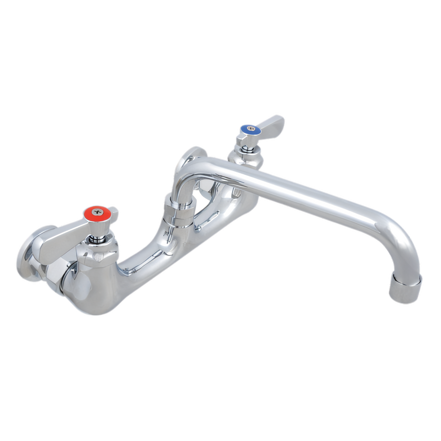 Product image #1 for Lead-Free Heavy Duty Splash Mount Commercial Faucet with 14-Inch Swing Spout, 8-Inch Centers, Chrome Finish