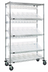 Thumbnail image #1 for Quantum Mobile Slanted Shelf Storage Cart with Clear Bins and Casters, 48 x 18 x 80 Inch, Chrome Plated