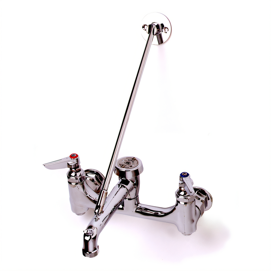 Product image #1 for T&S Brass B-0665-BSTP 8-Inch Centers Wall-Mounted Service Sink Faucet with Vacuum Breaker Nozzle and Pail Hook