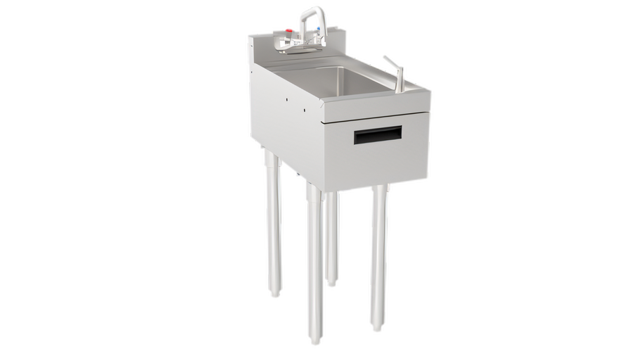 Product image #1 for Krowne Silver Series Freestanding Stainless Steel Underbar Hand Sink with Soap and Towel, 12 Inch Wide