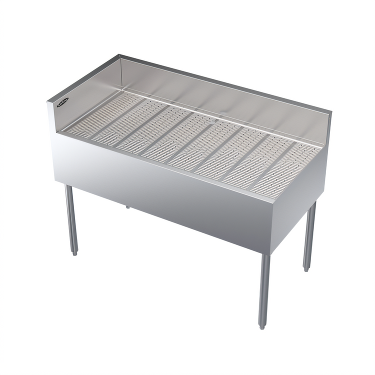 Product image #1 for Freestanding Stainless Steel Underbar Corner Drainboard with Left End Return, 48 x 24 Inches