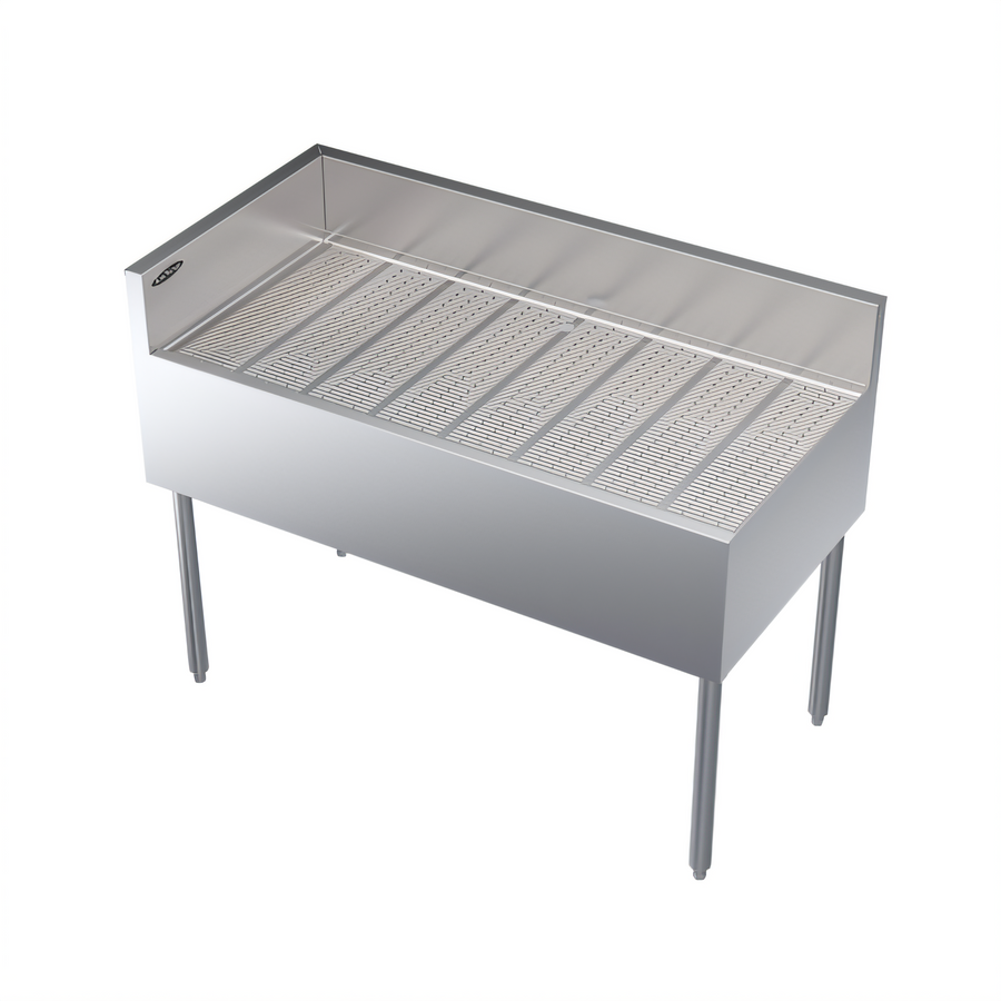 Product image #1 for Freestanding Stainless Steel Underbar Corner Drainboard with Left End Return, 48 x 24 Inches