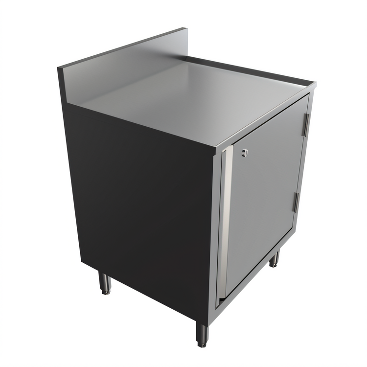 Product image #1 for BK Resources Well Series 24 x 21 Inch Stainless Steel Underbar Cabinet with Flat Top, Raised Edge and Locking Hinged Door