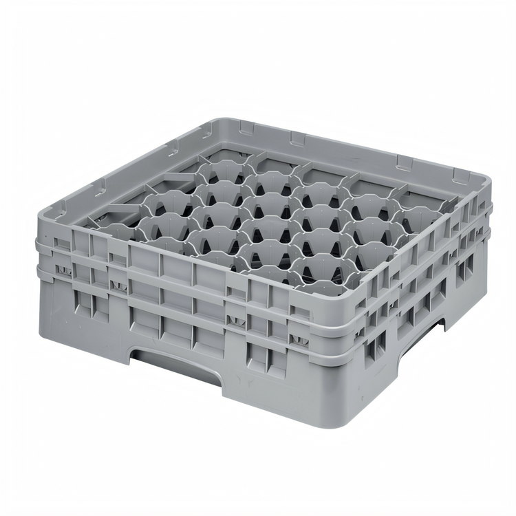 Product image #2 for Cambro Camrack® Full-Size 30-Compartment Glass Rack with 2 Extenders, 7-1/4 Inch High, Soft Gray