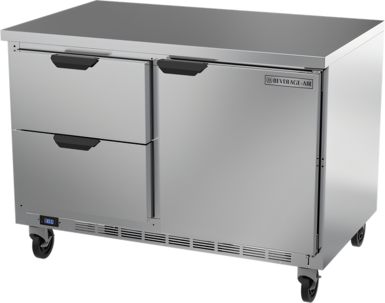 Product image #1 for Beverage-Air 48-Inch Two-Section Flat-Top Worktop Freezer with 2 Drawers and 1 Solid Door