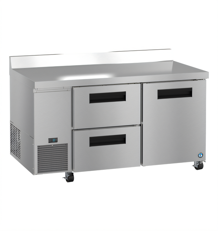 Product image #1 for Hoshizaki Steelheart 60-Inch Two-Section Worktop Refrigerator with One Door and Two Drawers, Side-Mounted Refrigeration