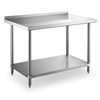 Thumbnail image #1 for Steel Works Stainless SWWTS-2424-2R-318 24 x 24 x 34 Inch Stainless Steel Work Table, 18-Gauge 304 Top, 2-Inch Backsplash, Undershelf