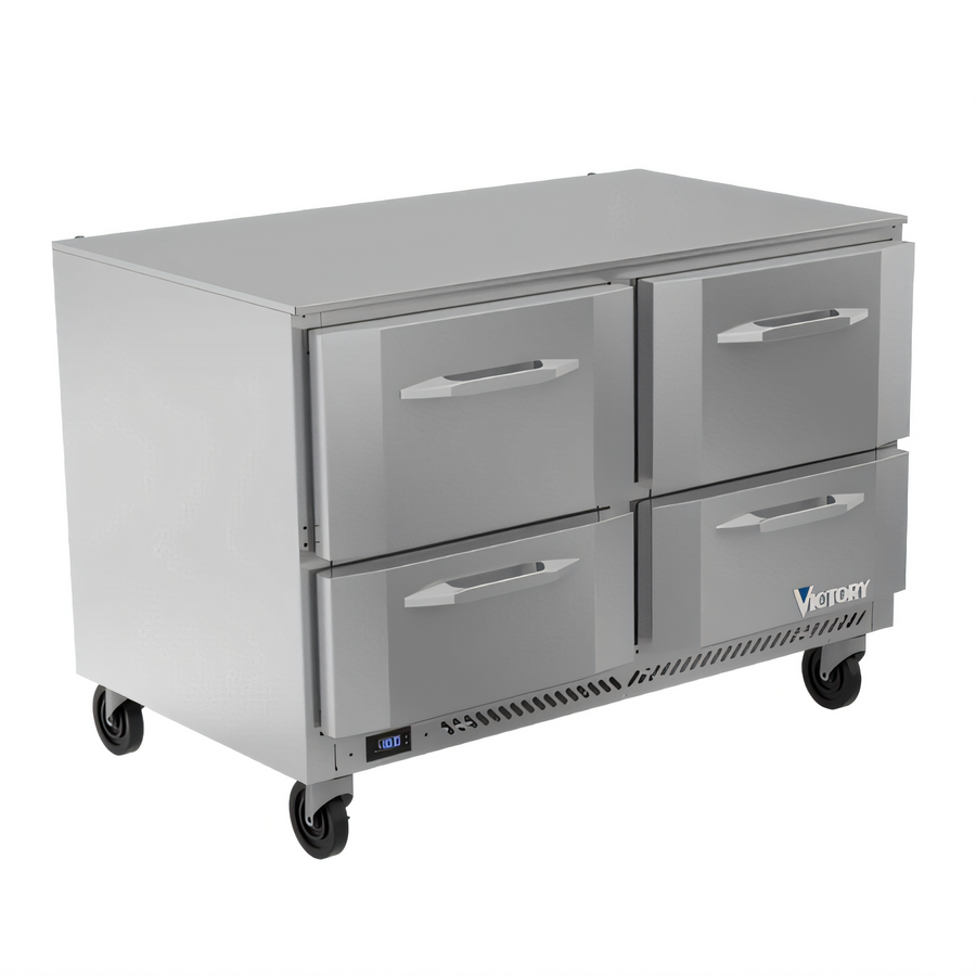 Product image #1 for Victory Refrigeration VUFD48HC-4 48-Inch Two-Section Undercounter Freezer with 4 Drawers, Self-Contained Rear-Mounted, 11.04 Cu. Ft.