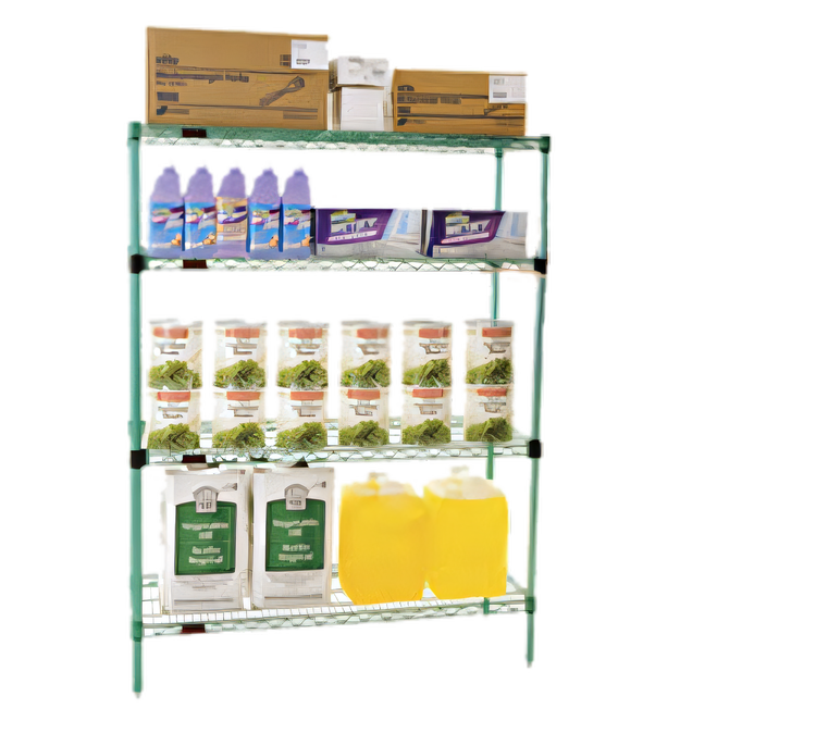 Product image #1 for Eagle Quad-Adjust 4-Tier Stationary Starter Wire Shelving Unit, 48"W x 18"D x 74"H, Stainless Steel Finish