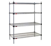 Eagle Group Valu-Master Quad-Adjust 4-Tier Stationary Wire Shelving Starter Unit, 36W x 18D x 74H, Pewter Gray Epoxy