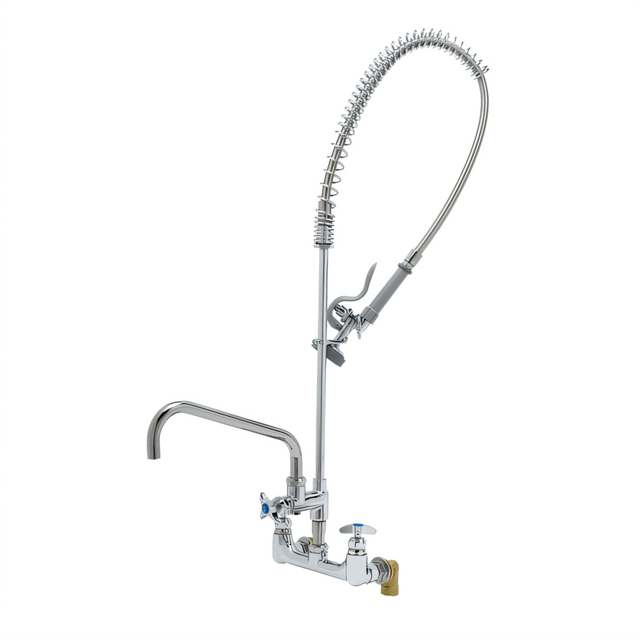 Product image #1 for T&S Big-Flo Wall-Mount Add-On Pre-Rinse Unit with 8-Inch Centers, 12-Inch Swing Nozzle, and 44-Inch Hose
