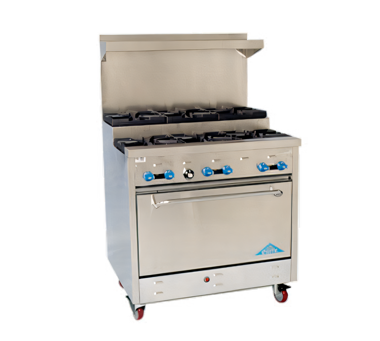 Product image #1 for Comstock-Castle FSU330 36-Inch Gas Step-Up Range with 31-1/2 Inch Standard Oven, 6 Star Burners, Back Riser & High Shelf