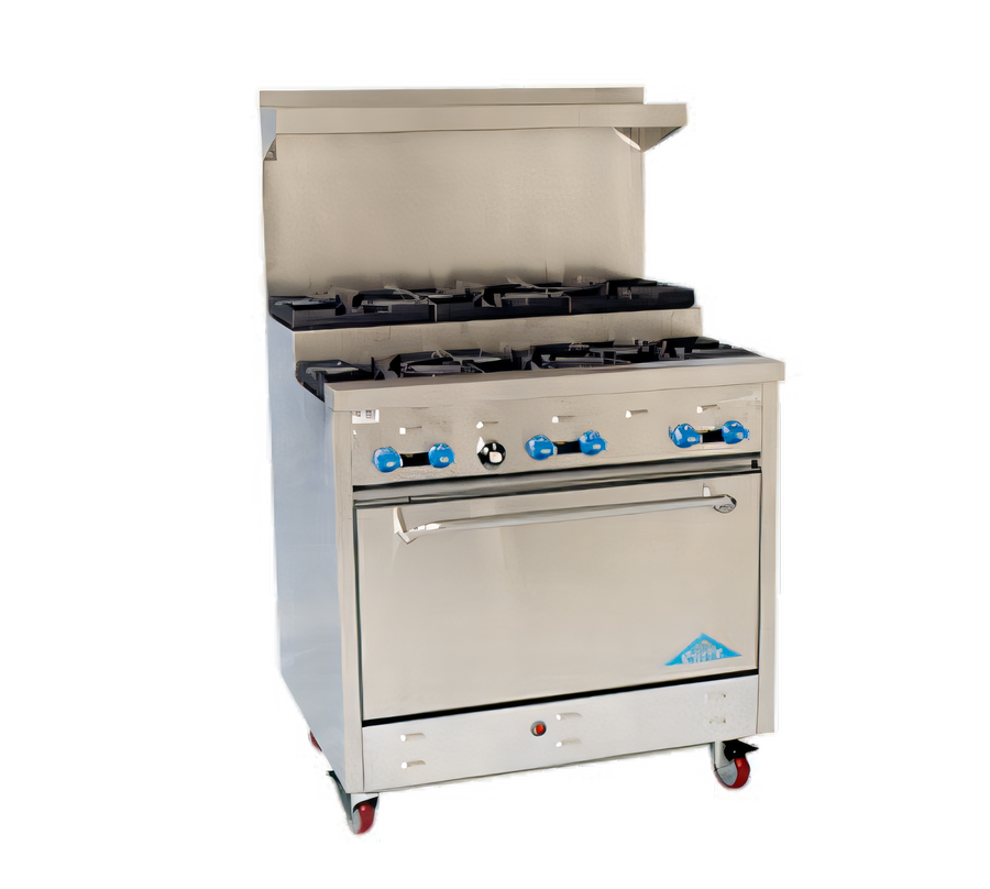 Product image #1 for Comstock-Castle FSU330 36-Inch Gas Step-Up Range with 31-1/2 Inch Standard Oven, 6 Star Burners, Back Riser & High Shelf