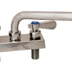 Thumbnail image #1 for BK Resources EVO-4DM-12 Commercial Deck-Mount Manual Faucet, 4-Inch Centers, 12-Inch Swing Spout, Ceramic Valves, Lead-Free Stainless Steel