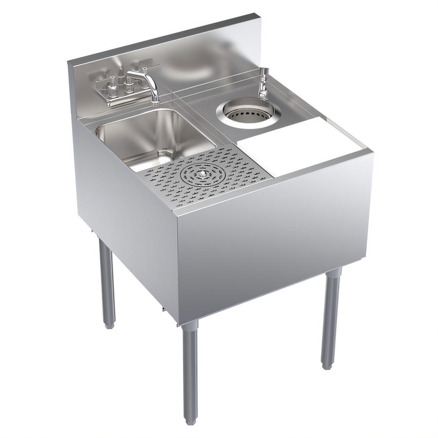 Product image #1 for Krowne Royal Series 24-Inch Underbar Speed Station Sink with Glass Rinser, Tool Well, and Cutting Board