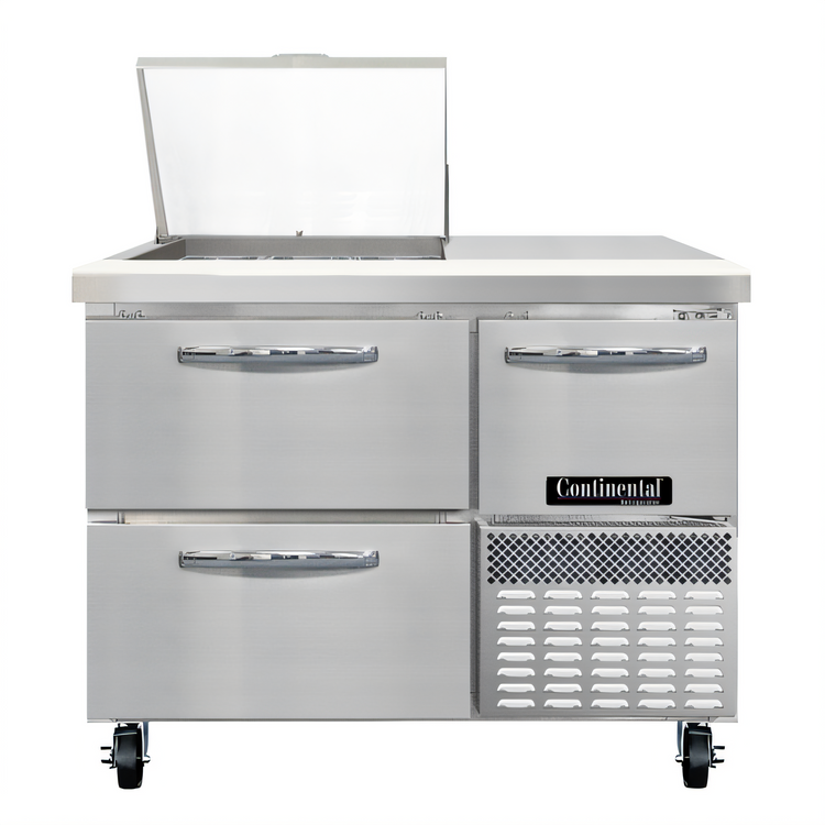Product image #1 for Continental Refrigerator RA43N9M-D 43" Refrigerated Sandwich Prep Table with 9-Pan Mighty Top and Drawers
