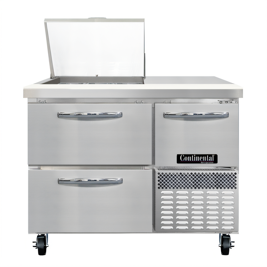 Product image #1 for Continental Refrigerator RA43N9M-D 43" Refrigerated Sandwich Prep Table with 9-Pan Mighty Top and Drawers