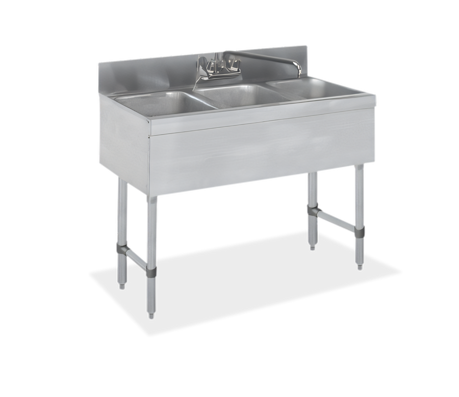 Product image #1 for Steel Works Stainless Three Compartment Underbar Sink, 38-1/2 In. x 18-3/4 In. x 33 In. H