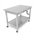 Thumbnail image #1 for ADA Adjustable-Height Stainless Steel Work Table with Fixed Undershelf and Locking Casters, 48-Inch x 30-Inch