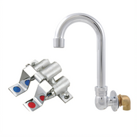 BK Resources Dual Pedal Metering Foot Valve with 3-Inch Gooseneck Splash Mount Spout