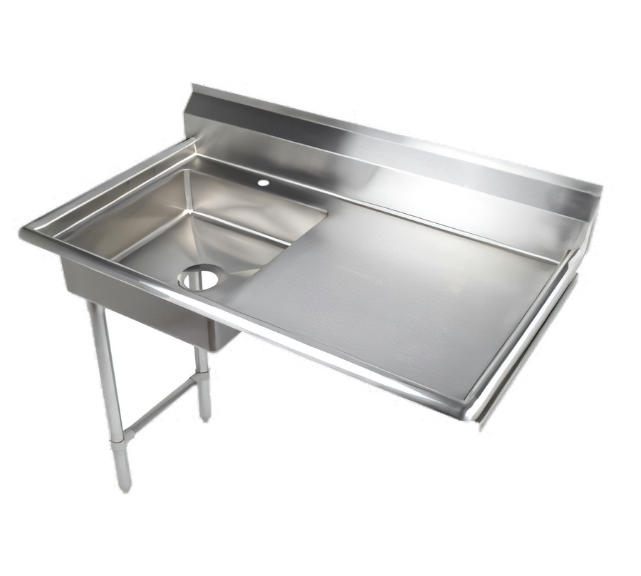 Product image #1 for 48-Inch Undercounter Stainless Steel Dish Table with Left Pre-Rinse Sink and 24-Inch Right Drainboard