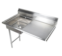 48-Inch Undercounter Stainless Steel Dish Table with Left Pre-Rinse Sink and 24-Inch Right Drainboard