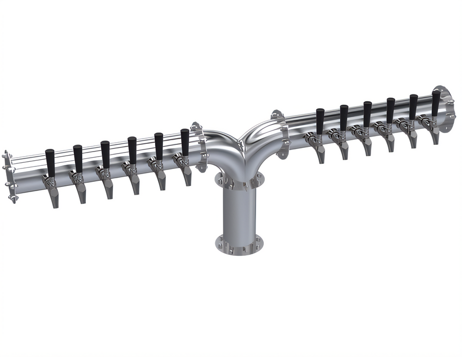 Product image #1 for Krowne 12-Faucet Glycol-Cooled Pipe Y-Tower Beer Tower, 54-Inch OA Length, Brushed Stainless Steel