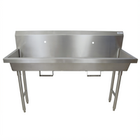 BK Resources MSHS-60F1B Two-Station Freestanding Handwash Sink, 60 Inch Wide